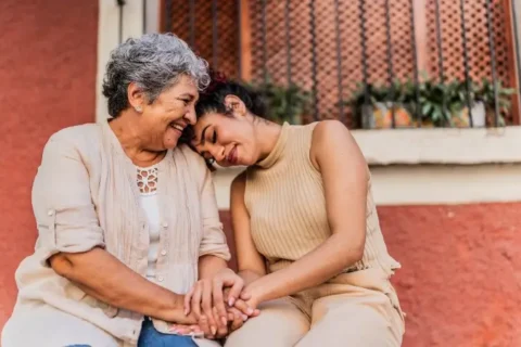 A grandma and her granddaughter chatting in the Greater Philadelphia area